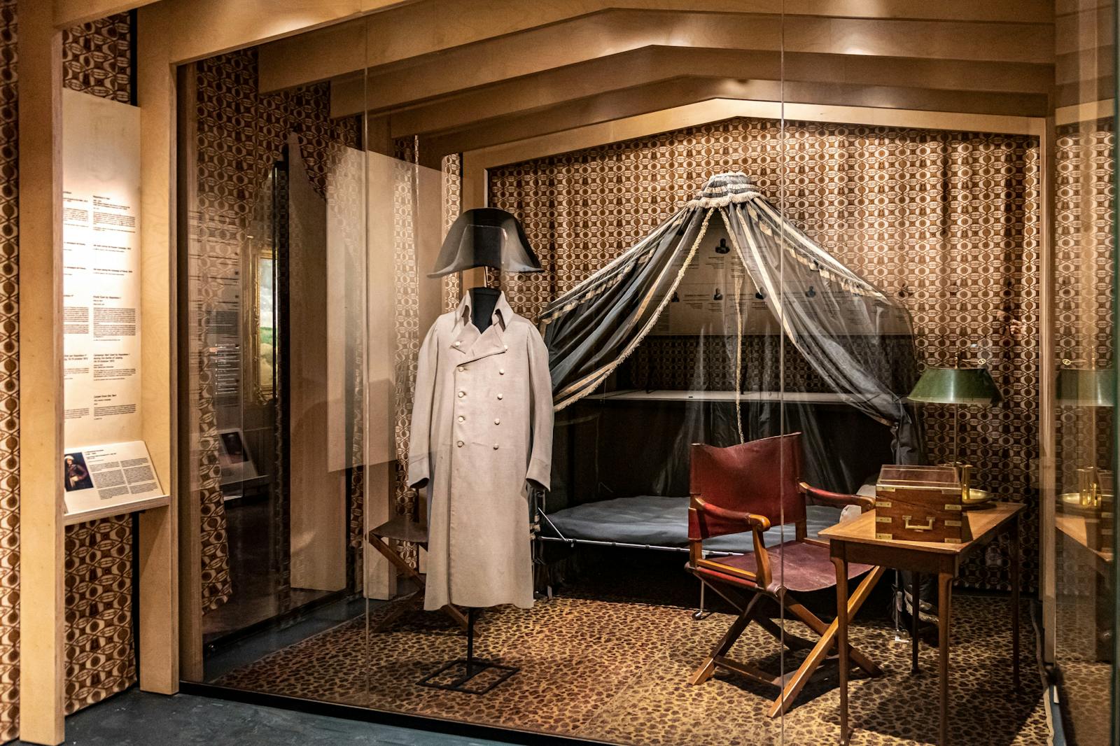 Historical display case at the Musée de l'Armée and Tomb of Napoleon